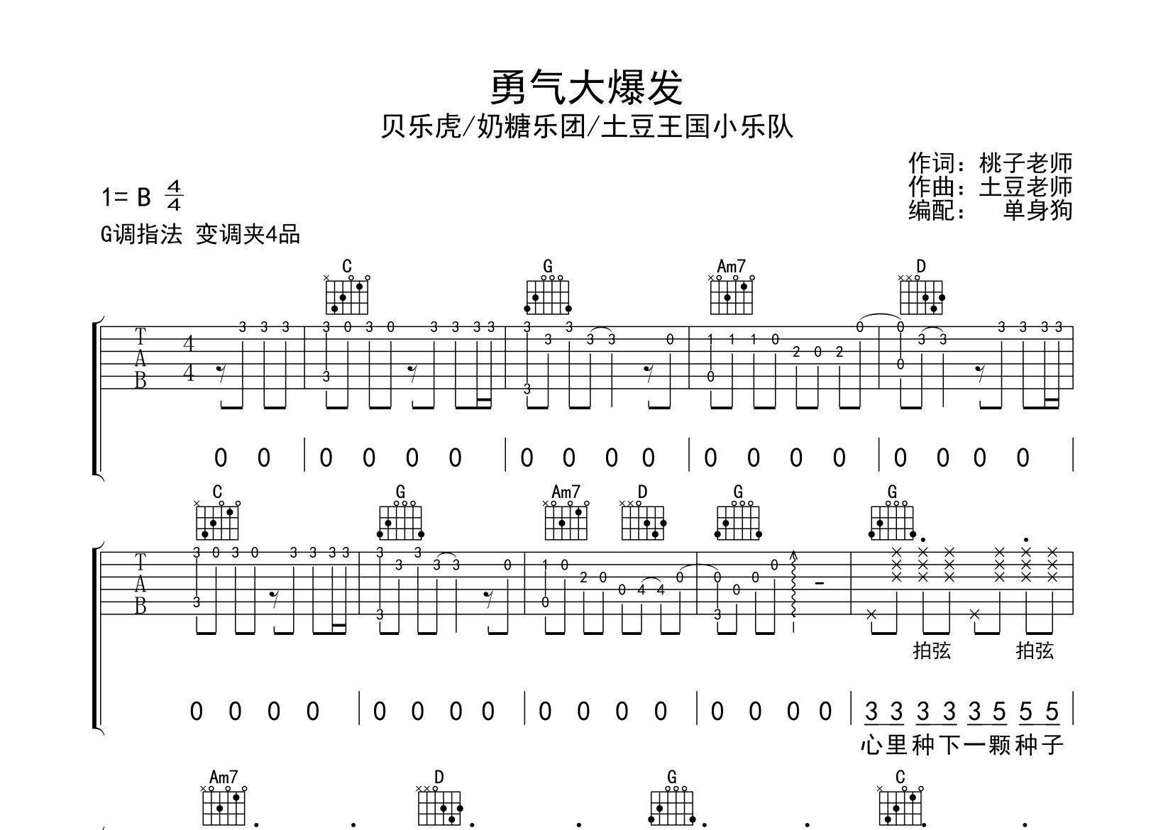 勇气大爆发吉他谱图片