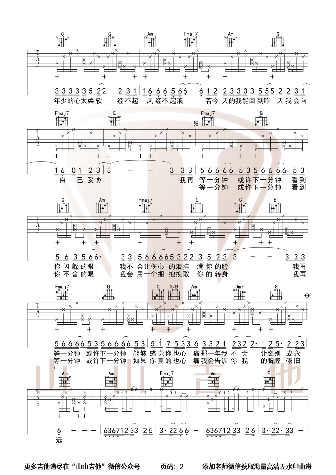 等一分钟吉他谱2
