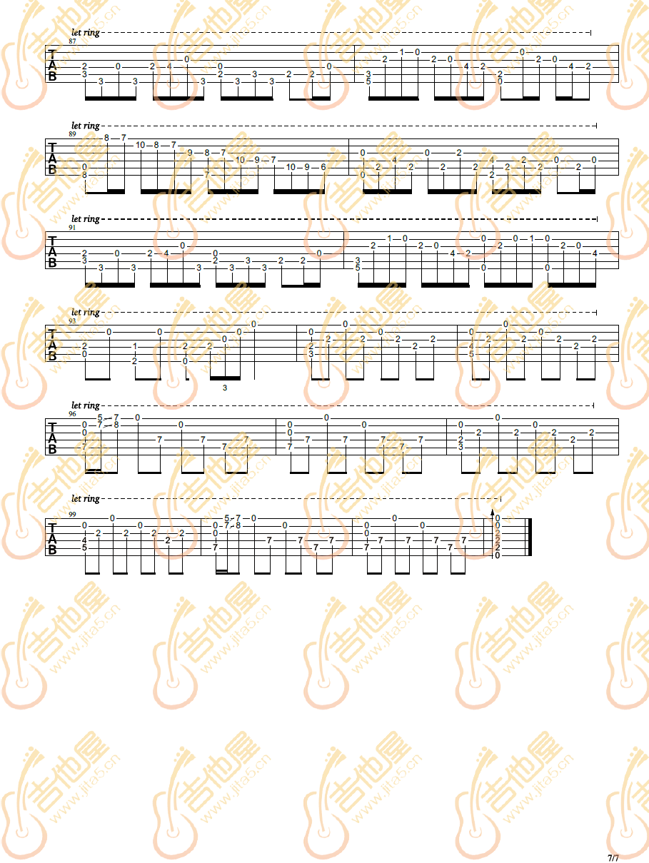 《flower Dance》指弹吉他谱 花之舞独奏六线谱 附pdf及gtp谱 吉他屋乐谱网